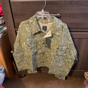 Wild Fable Green Floral Jean Button Up Jacket Size XXL NWT